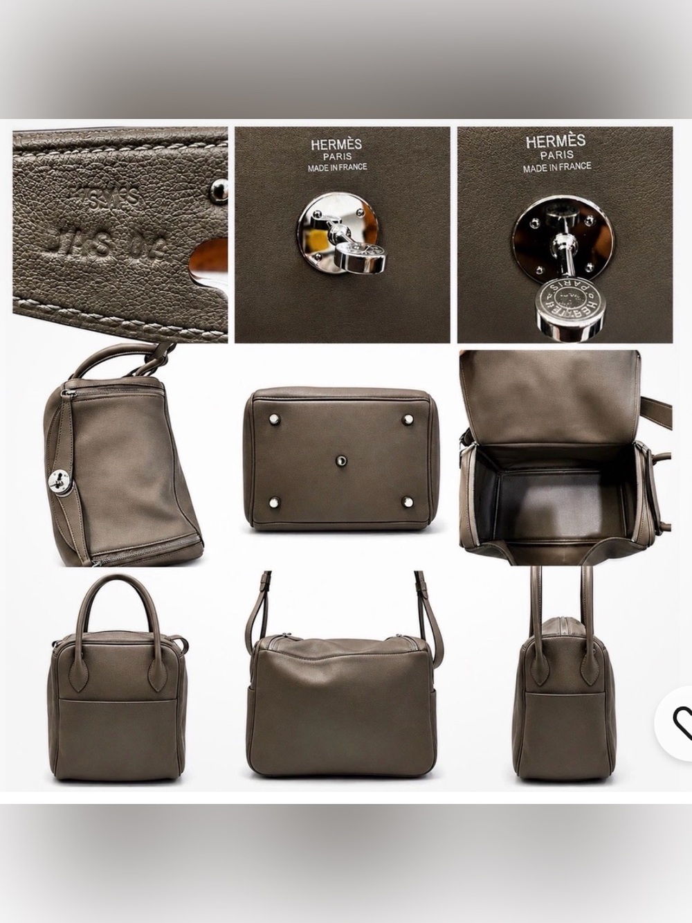 HERMÈS Small Brown Top Handle Bag Detachable Strap Turn Lock Silver Hardware